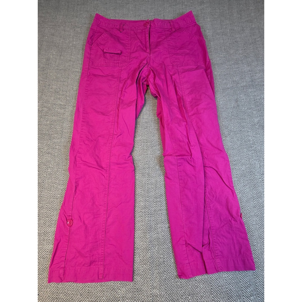 Liz Claiborne Womens Magenta Pink Stretch Cotton Cargo Straight Leg Pants Size 6